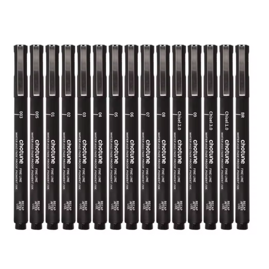 Fineliners - Zwarte Set voor Tekenen & Kalligrafie